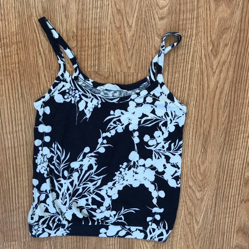 Old Navy Navy Blue/White Patterned Tank Top